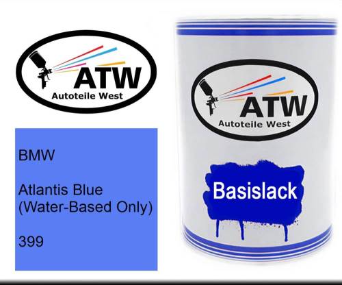 BMW, Atlantis Blue (Water-Based Only), 399: 500ml Lackdose, von ATW Autoteile West.